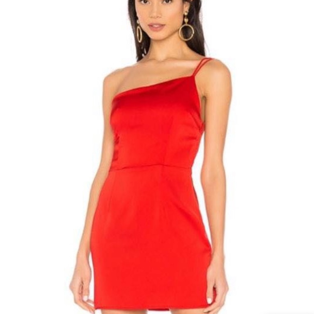 Red satin dress